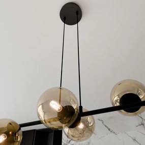 Lampadario a sospensione con filo ROSSI 6xE14/10W/230V nero/beige