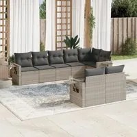 Set Divano da Giardino 8pz con Cuscini Grigio Chiaro Polyrattan 3252759