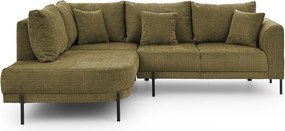 Divano angolare verde (con penisola a sinistra/a L) con rivestimento in ciniglia Mauris – Ropez