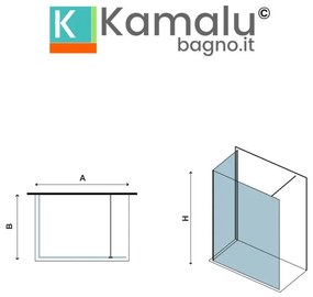 Kamalu - doccia walk in 70x100 due lati profilo nero | kw4000b