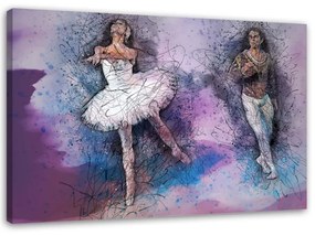 Quadro su tela, Ballerina Ballet Purple  Dimensioni 100x70