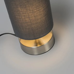 Lampada da tavolo moderna grigia con acciaio - Milo 2