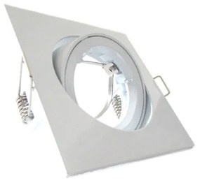 Porta Faretto Led GU10 MR16 Orientabile Quadrato Con Ghiera Bianco