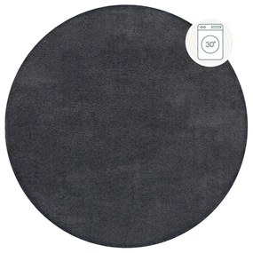 Tappeto rotondo lavabile grigio scuro in fibre riciclate 133x133 cm Fluffy - Flair Rugs