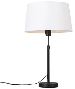 Lampada da tavolo nera con paralume in lino bianco 35 cm regolabile - Parte