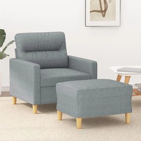 Poltrona Con Poggiapiedi Grigio Chiaro 60 Cm İn Tessuto /
