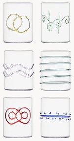 Set di 6 bicchieri acqua in vetro borosilicato fatti a mano Deco' Arlecchino
