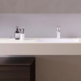 Lavabo consolle rettangolare L 120 x P 46 x H 14 cm in solid surface bianco