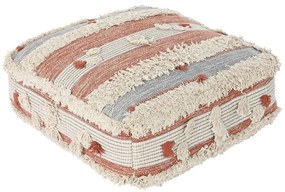 Puff DKD Home Decor Righe Arancio Bianco 60 x 60 x 25 cm Boho