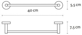 Kamalu - Portasalviette a barra 40cm in acciaio inox lucido | MIRA-C