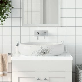 Lavabo Da Appoggio Bianco Ovale 59x40x15 Cm Ceramica /