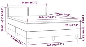 Letto a Molle con Materasso e LED Grigio Scuro 140x190 cm