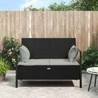 Panca da Giardino a 2 Posti con Cuscini in Polyrattan Nero 364112