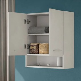 Pensile bagno sospeso 60 cm grigio calce ante soft-close e vano Moon