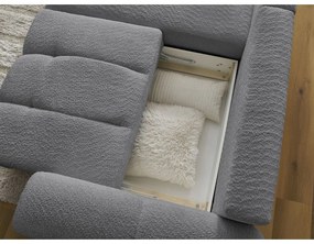 Divano angolare grigio allungabile/con contenitore (con penisola a sinistra/con chaise lounge) con rivestimento in bouclé Roxelane – Bobochic Paris