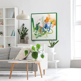 Quadro con elementi dipinti a mano 102x102 cm Confidential Green – Malerifabrikken