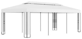 Gazebo con Tetto Doppio 3 x 6 m Bianco