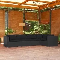 Set Divani da Giardino 5 pz con Cuscini in Polyrattan Nero 3101688