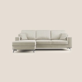 Michael divano moderno angolare con penisola in morbido velluto impermeabile T01 panna Angolare Destro