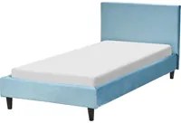 Letto singolo in Velluto azzurro con rete a doghe 90 x 200 cm stile contemporaneo