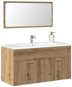 Mobile Da Bagno Con Specchio Rovere Artigianale Truciolato /