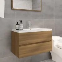 Mobile Bagno Lavabo Integrato Rovere Marrone Legno Multistratocod mxl 121681