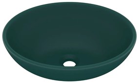 Lavandino Lusso Ovale Verde Scuro Opaco 40x33 cm in Ceramica