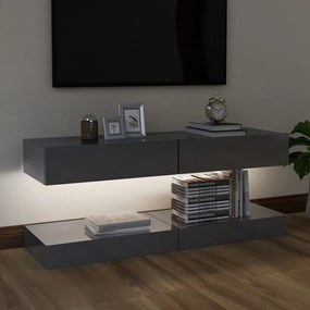 Mobili porta tv con luci led 2 pz grigio lucido 60x35 cm