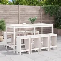 Set Bar da Giardino 9 pz Bianco in Legno Massello di Pino 3157758