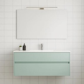 Mobile da bagno sospeso sotto lavabo Niwa 2 cassetti L 119.5 x H 50 x P 45.5 cm verde timo cannettato