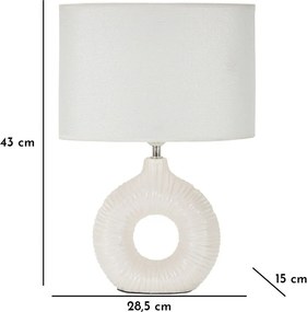 Lampada da tavolo bianca in ceramica con paralume in tessuto (altezza totale 43 cm) Seta – Mauro Ferretti