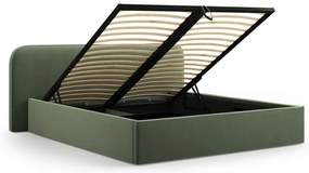 Letto matrimoniale imbottito verde con contenitore e rete inclusi 180x200 cm Elizabeth – Micadoni