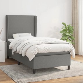 Giroletto A Molle Con Materasso Grigio Scuro 90x200 Cm Tessuto /