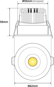 Faro LED Incasso 8W Foro Ø55mm IP65 CCT BRIDGELUX LED Bianco Variabile Colore Bianco Variabile CCT