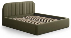 Letto matrimoniale imbottito verde con contenitore con rete inclusa 160x200 cm Juno – Windsor &amp; Co Sofas