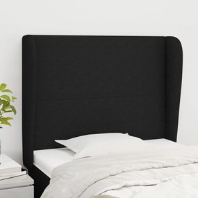 Testiera Ad Orecchio Nera 83x23x118/128 Cm İn Tessuto /