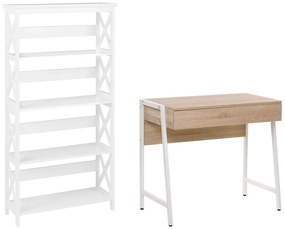 Set di mobili da ufficio legno chiaro e bianco FOSTER/CARTER Beliani