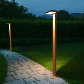 Paletto da giardino Solare Corten 100cm con Sensore Mov. e Picchetto Colore Bianco Naturale 4.000K