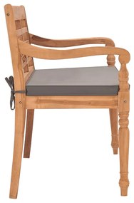 Panca batavia con cuscino grigio scuro 120 cm massello di teak