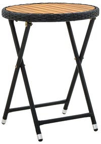 Set bistro da giardino in 3 pezzi con cuscini - rattan nero