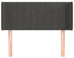 Testiera ad orecchio grigio scuro 103x16x78/88 cm in velluto
