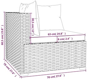 Set Divani da Giardino 6 pz con Cuscini in Polyrattan Marrone