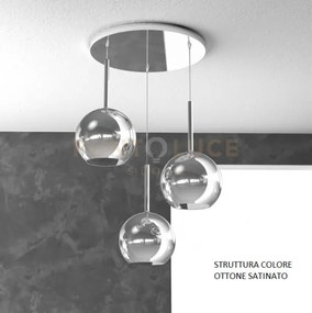 Sosp. ottone sat. tonda 3 luci vetri tutti medio cromo 1155os-s3 tm-cr