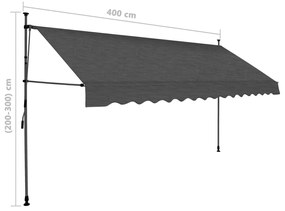 Tenda da Sole Retrattile Manuale con LED 400 cm Antracite