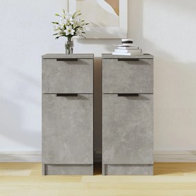 Credenze 2 pz grigio cemento 30x30x70 cm in legno multistrato