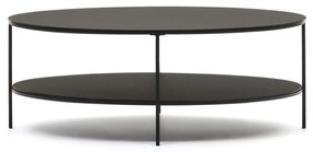 Kave Home - Tavolino Fideia in vetro temperato e metallo finitura verniciato nero opaco Ã˜ 110 x 65 cm