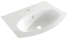 Lavabo a incasso rettangolare L 70 x H 1.2 x P 52 cm in resina bianco lucido