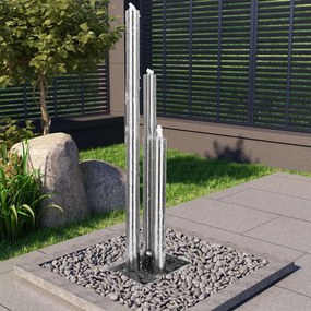 Fontana Da Giardino Argento 48x34x153 Cm İn Acciaio Inox /