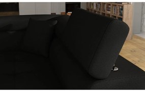 Divano angolare nero allungabile/con contenitore (con penisola a destra/a L) Anton – ELTAP