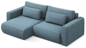 Divano angolare azzurro allungabile/con contenitore (con penisola a sinistra/con chaise lounge) Kapua – Makamii